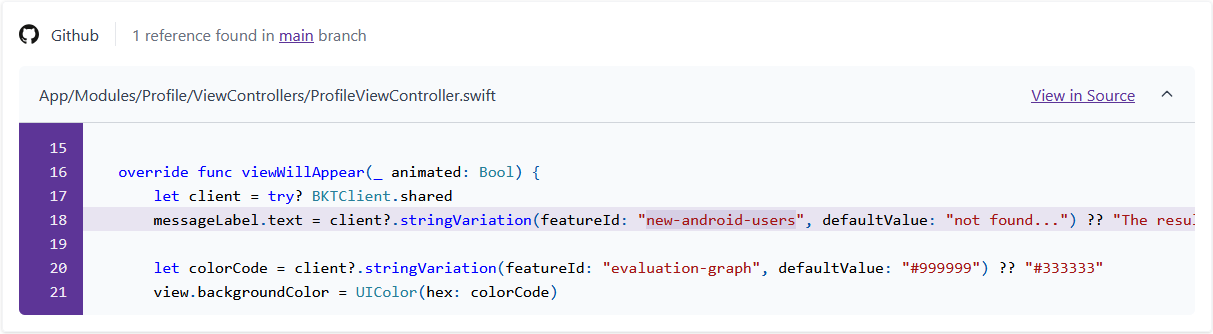 Code References Scan Result