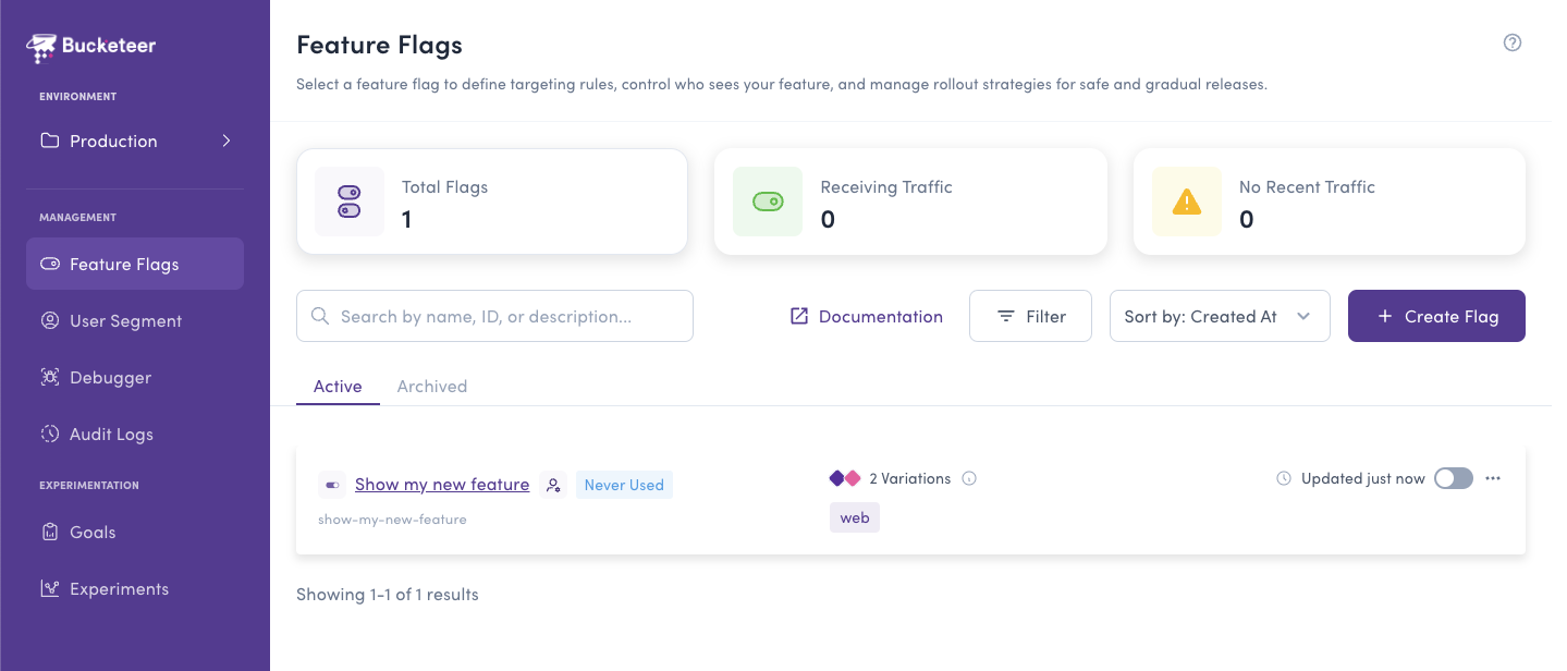 New Bucketeer Dashboard